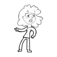 cartoon worried woman pointing N14