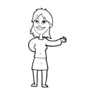cartoon woman gesturing to show something N27