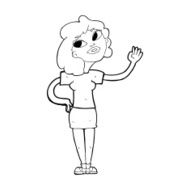 Cartoon Woman Waving N446