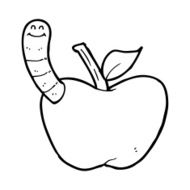 Cartoon Apple With Worm N77