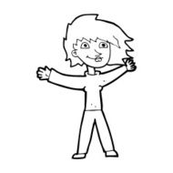 cartoon excited woman waving N14