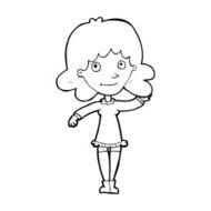 cartoon friendly woman waving N66