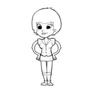 cartoon pretty woman with hands on hips N27
