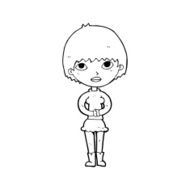 cartoon woman waiting patiently N13
