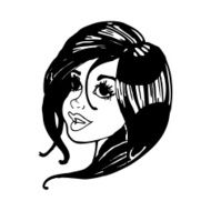cartoon pretty female face N131