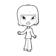 cartoon woman with open arms N133