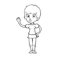 cartoon pretty girl waving N42