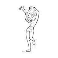 cartoon pretty woman dancing N25