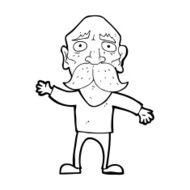 cartoon worried old man N27