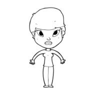 cartoon woman shrugging shoulders N645