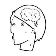 cartoon man with brain symbol N24