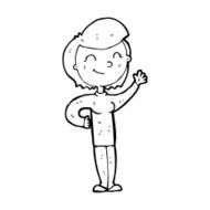 cartoon friendly waving woman N14
