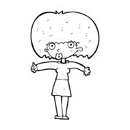 cartoon woman giving thumbs up symbol N89