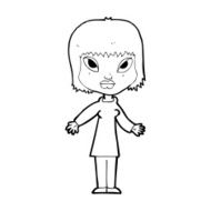 cartoon woman with open arms N134