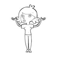 cartoon woman throwing arms in air N12