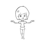 cartoon woman making balancing gesture N14