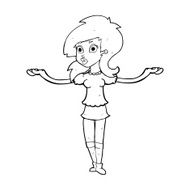 cartoon confused pretty girl N13