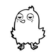 cartoon bored bird N14