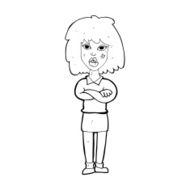 cartoon tough woman with folded arms N14