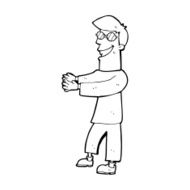 cartoon grinning man wearing glasses N14