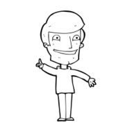 cartoon grinning man with idea N13