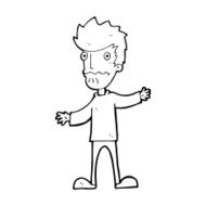 cartoon nervous man N211