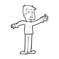 cartoon worried man reaching N27