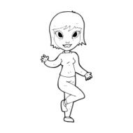 cartoon pretty woman waving N119