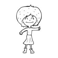 cartoon happy girl giving thumbs up symbol N13
