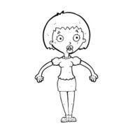 cartoon confused woman shrugging shoulders N13