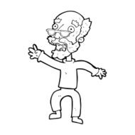 cartoon frightened old man N55