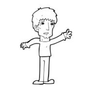 cartoon worried man reaching out N25