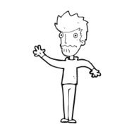 cartoon worried man reaching out N26