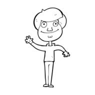 cartoon happy man waving N52