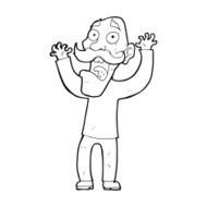 cartoon old man getting a fright N14