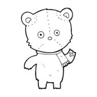 cartoon waving teddy bear N61