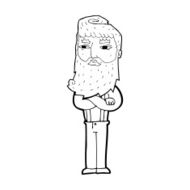 cartoon serious man with beard N27