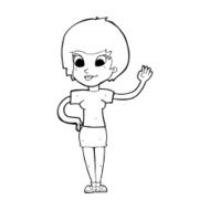 Cartoon Woman Waving N451