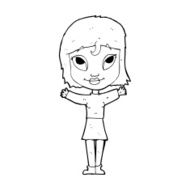 cartoon woman with open arms N135