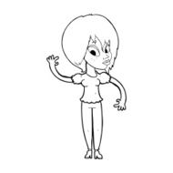 Cartoon Woman Waving N452