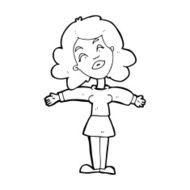 cartoon woman with open arms N136