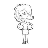 cartoon woman with hands on hips N304
