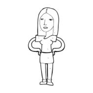 cartoon woman with hands on hips N305