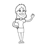 Cartoon Woman Waving N454