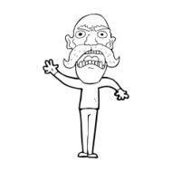 cartoon angry old man N204