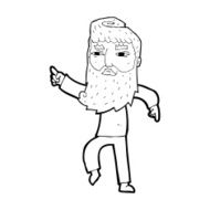 cartoon bearded man pointing the way N13