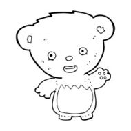 cartoon teddy bear waving N25