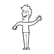 cartoon happy man waving N53