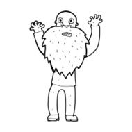 cartoon frightened old man with beard N14