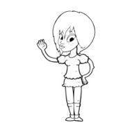 cartoon pretty woman waving N120